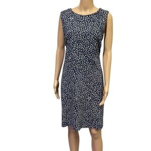 Old Navy Sleeveless Blue Ditsy Floral Heavy Cotton Zip Back Sheath Dress Size XL